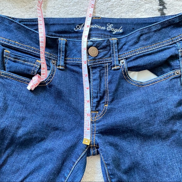 AMERICAN EAGLE Dark Wash Low Rise Original Boot Cut Super Stretch Jeans - Picture 7 of 10
